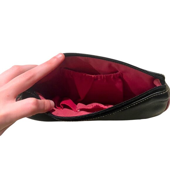 Vintage Y2K Black Pink Monogram J Faux Leather Wristlet Initial Makeup Bag - Picture 8 of 14